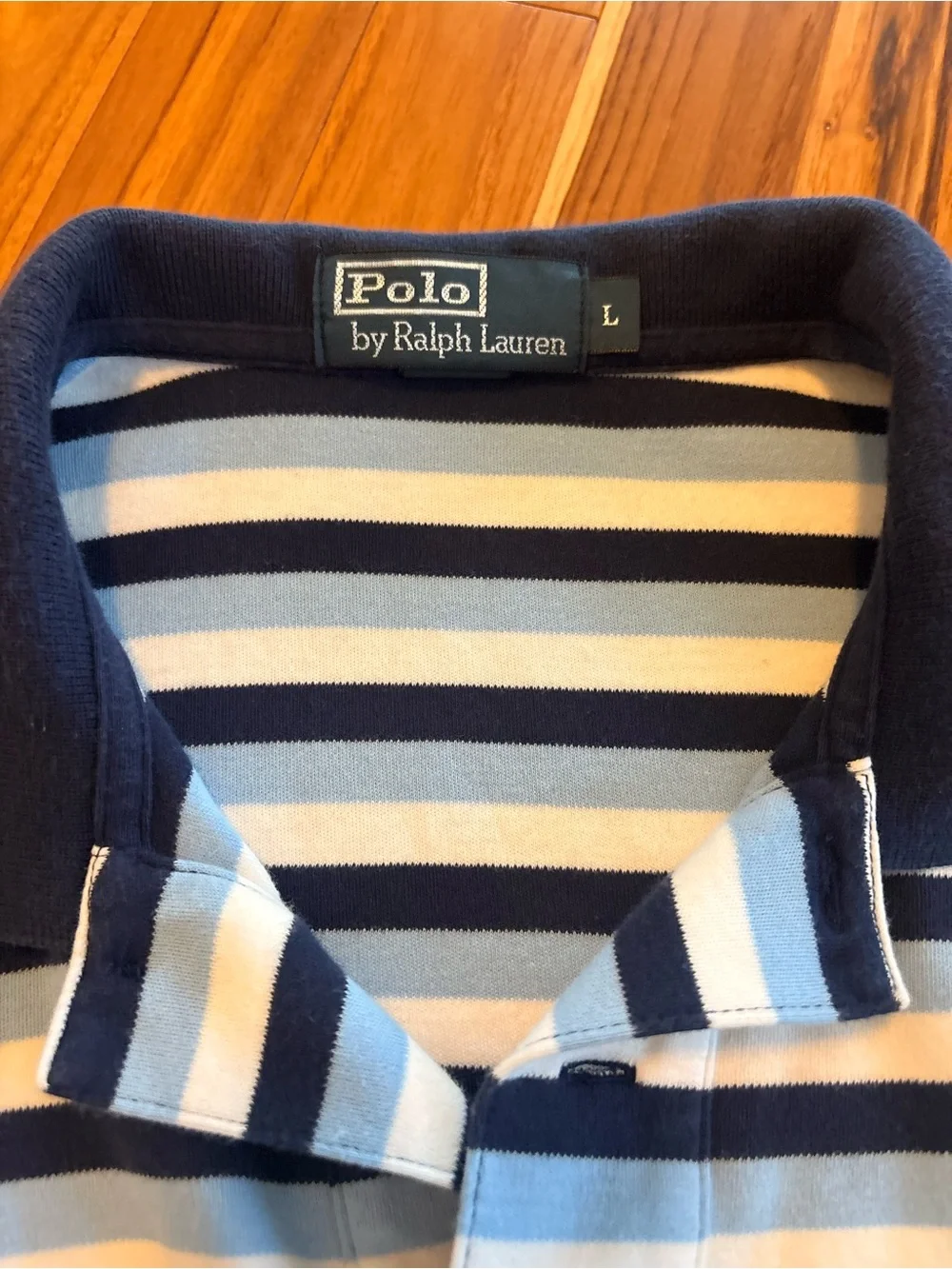 Polo by Ralph Lauren Men’s Navy & Light Blue Striped Polo Shirt